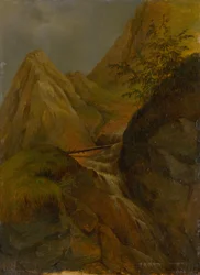 Paesaggio montano con cascata